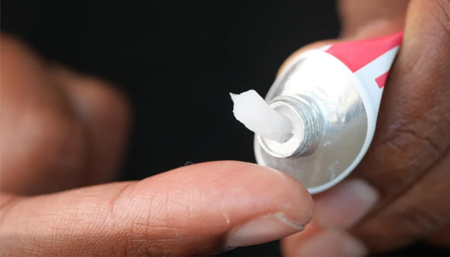 skin cream squeezed out of tube